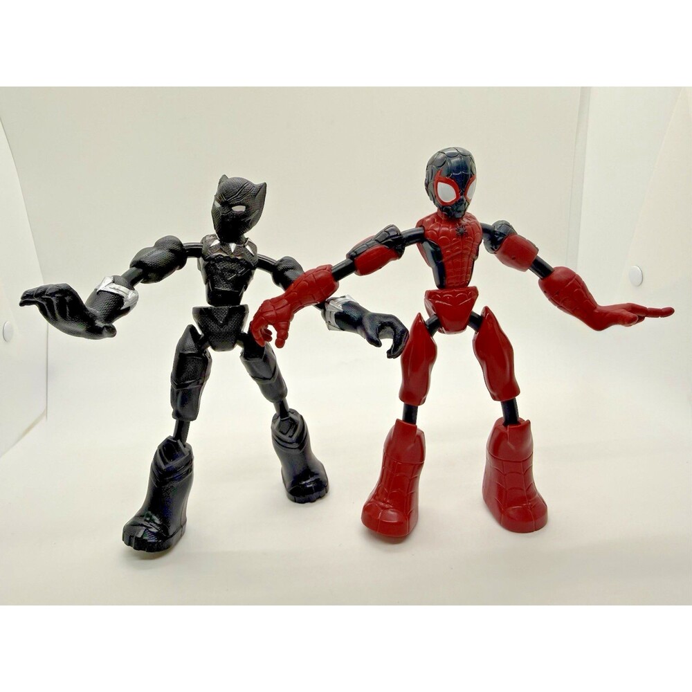 Hasbro Marvel Bend Flex Black Panther Spider-Man Venom Action Figure Lot 2 PCs